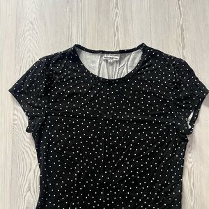 Reformation Black and White Polka Dot Short Sleeve Top